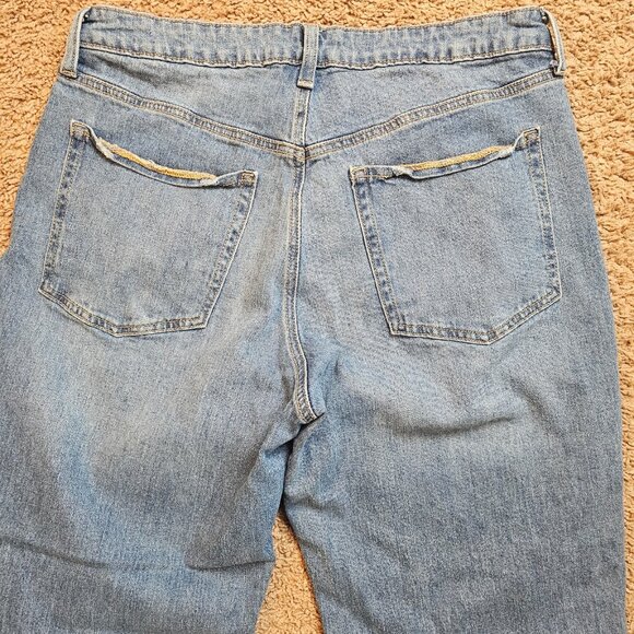 Old Navy High Rise OG Loose Jeans Womens 14 34x29 Stretch Denim Distressed - Picture 10 of 12